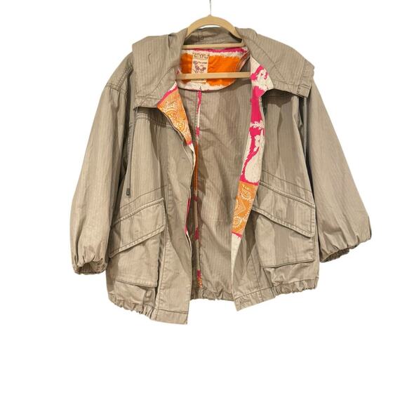 Free People Women's Open Front Hooded Jacket Long Sleeve Tan Size XS - Picture 8 of 12